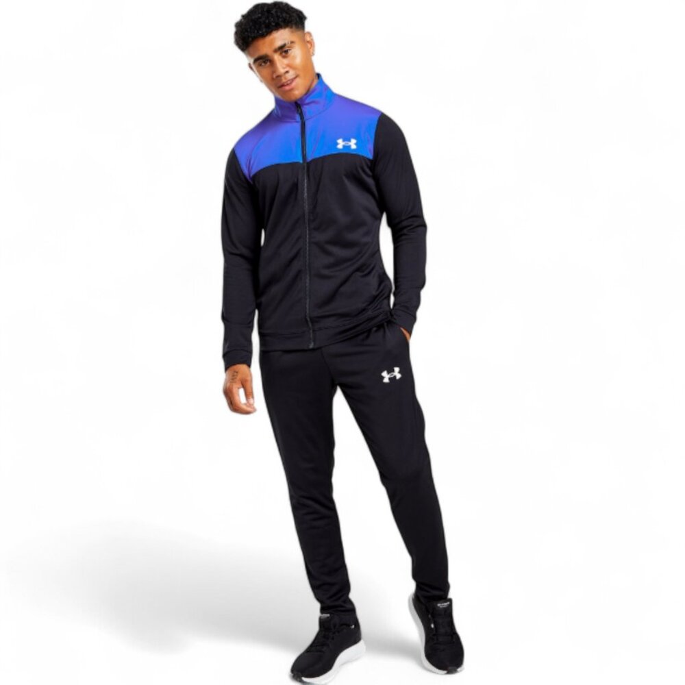 Under Armour Tracksuit Mens Size M Game Royal/Black Matching 2 pIece Set Outfit
